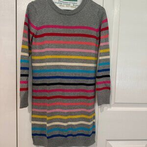 GAP knit girls long sleeve dress, mulit colored stripes, sz L